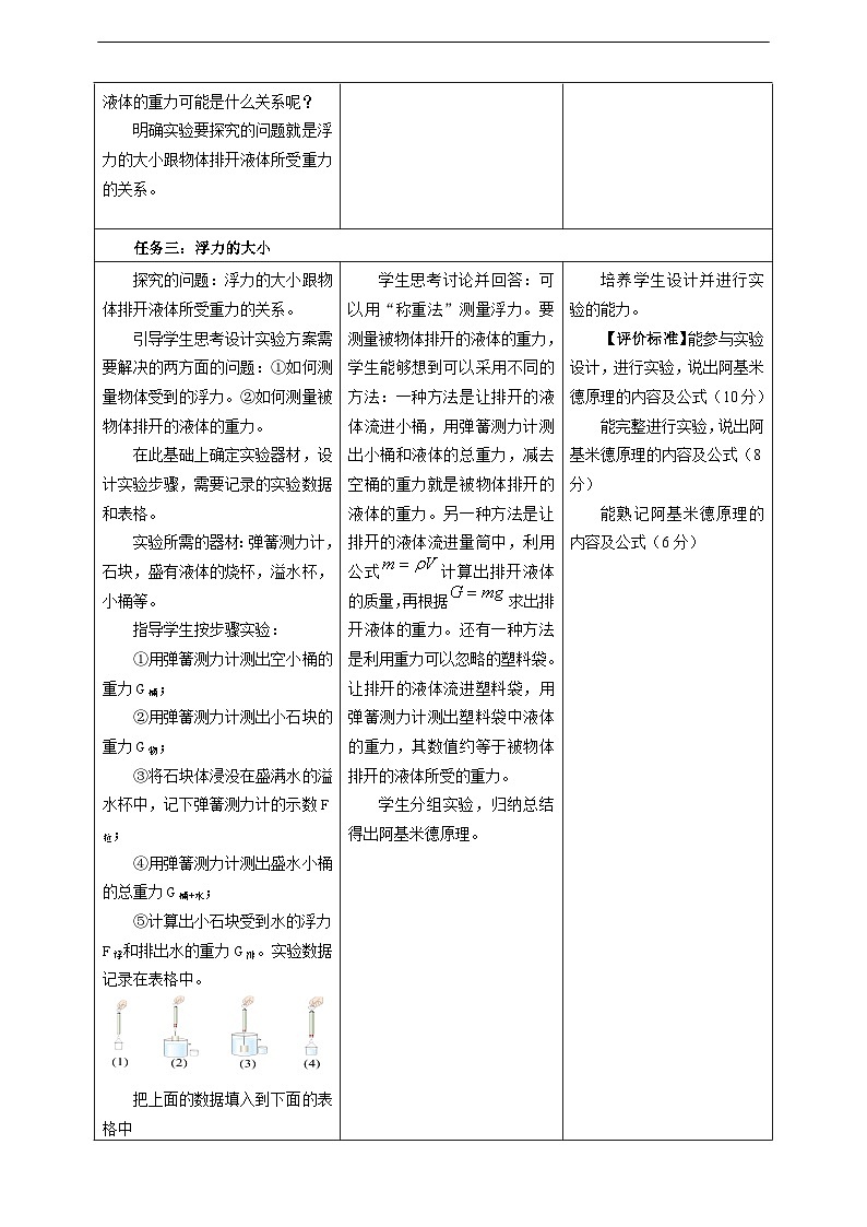 【大单元教学】10.2教学设计:阿基米德原理教学设计 八下第七章《浮力》大单元整体设计(人教版)第3页