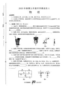 河南省南阳市南召县2024-2025学年九年级下学期开学物理试题