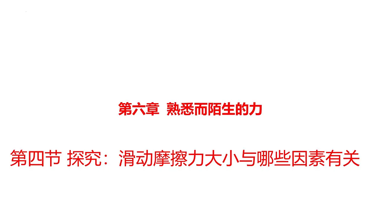 沪科版八年级物理第六章熟悉而陌生的力第四节探究:滑动摩擦力大小与哪些因素有关课件第1页