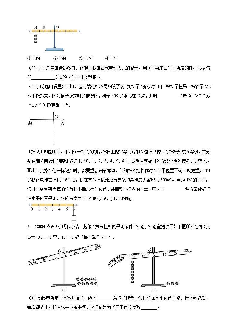 中考物理一轮复习考点练习模块3 实验 专题37 探究杠杆的平衡条件(原卷版)第2页