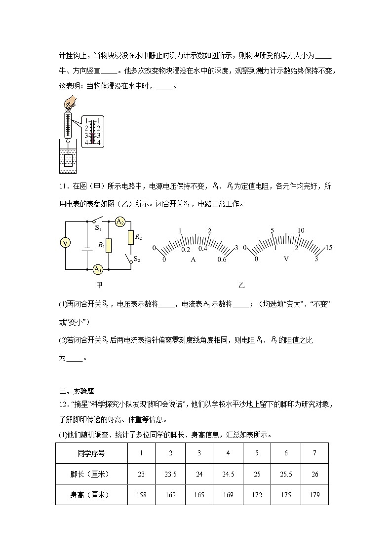 2025年上海市闵行区中考一模物理试题第3页
