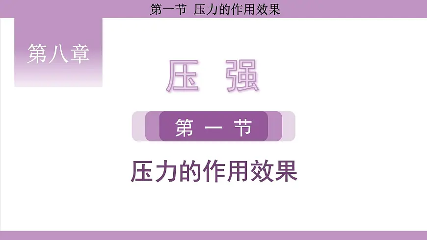 沪科版(2024)物理八年级全一册 8.1压力的作用效果(课件)第1页