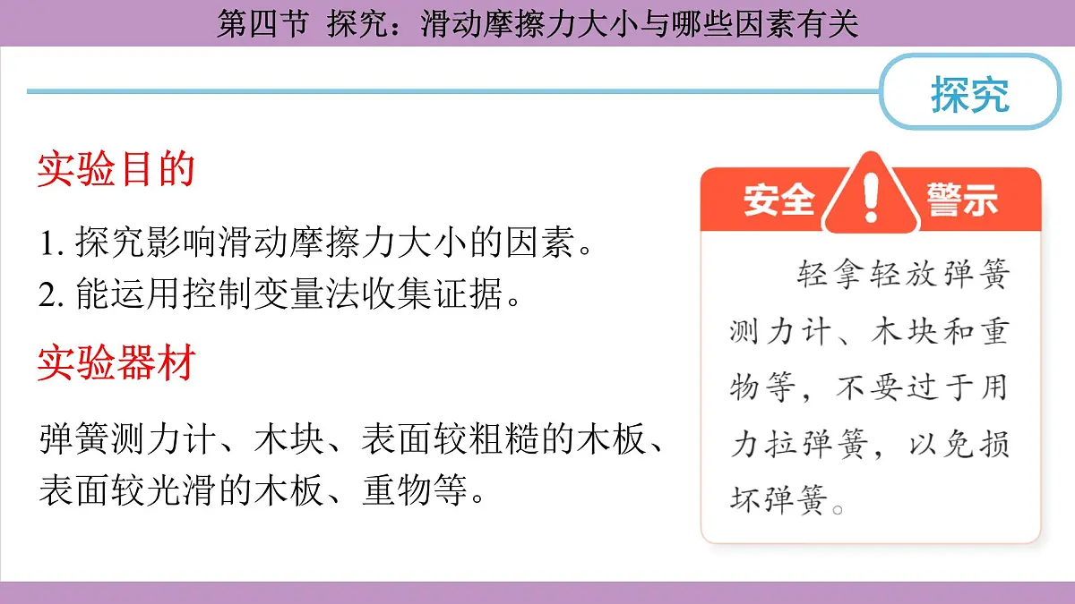 沪科版(2024)物理八年级全一册 6.4探究:滑动摩擦力大小与哪些因素有关(课件)第8页