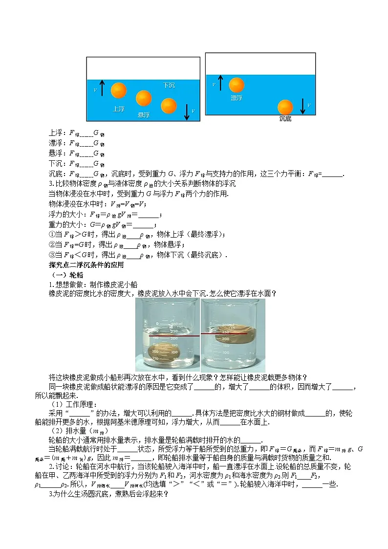 第8章 第3节 《浮与沉》导学案 2024-2025学年鲁科版八年级下册物理第2页