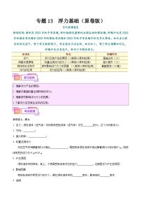 中考物理总复习专题13  浮力基础（原卷版）