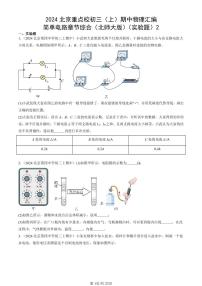 2024北京重点校初三（上）期中真题物理汇编：简单电路章节综合（北师大版）（实验题）2