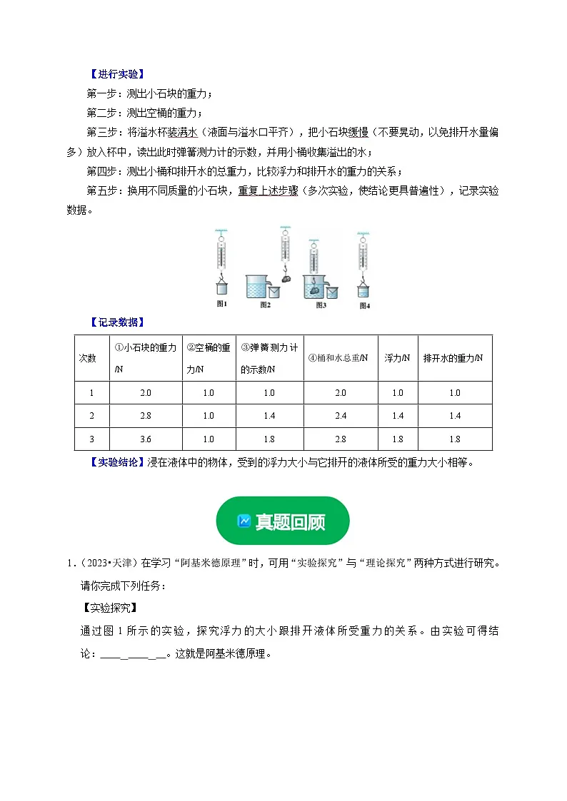 中考物理总复习实验11 探究浮力大小与排开液体所受重力的关系(解析版)练习第2页