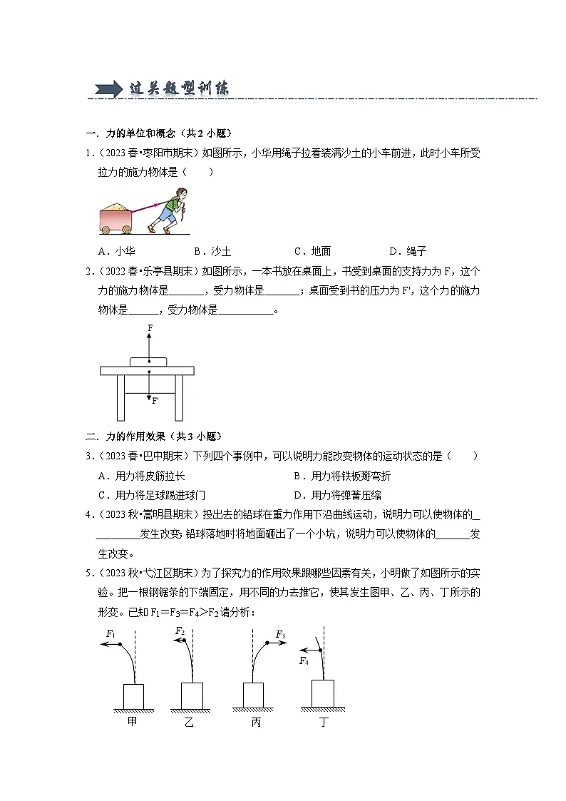 第8、9章《力和力与运动》过关训练(原卷版)第2页