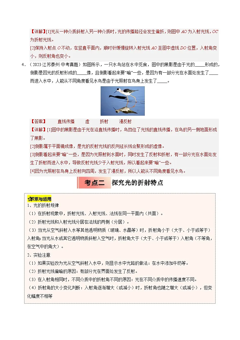 人教版八年级物理寒假讲义培优练习专题09 光的折射与透镜(解析版)第3页