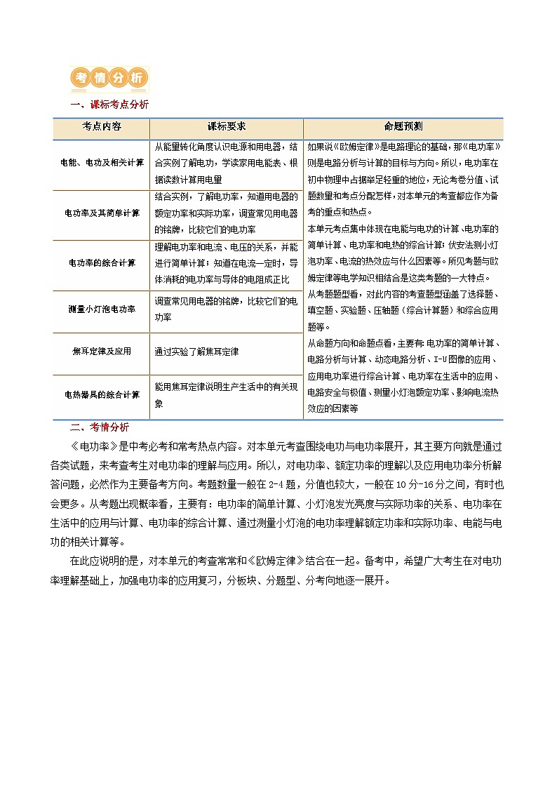 人教版九年级物理寒假培优讲义专题17 电功率(4考点+12考向)(学生版)第2页