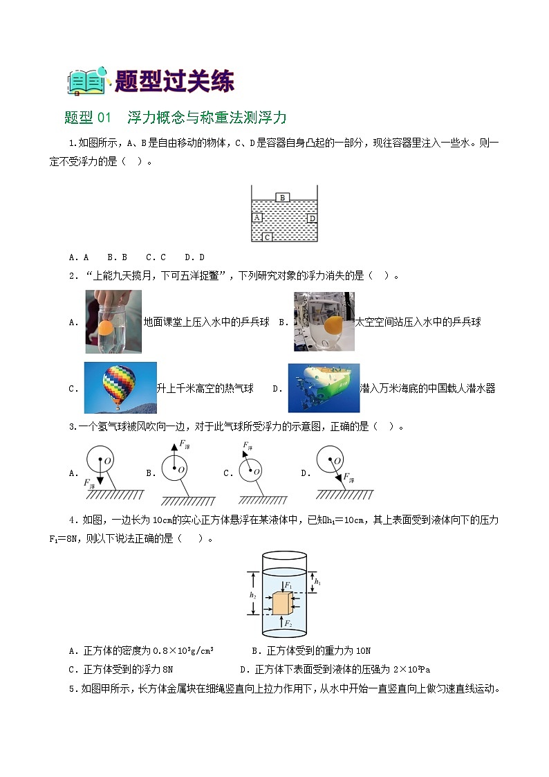 人教版九年級(jí)物理寒假提升練習(xí)專題11 浮力(7題型)(學(xué)生版)第2頁(yè)