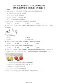 2024北京重点校初三（上）期中真题物理汇编：简单电路章节综合（京改版）（单选题）2