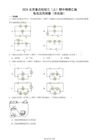 2024北京重点校初三（上）期中真题物理汇编：电流及其测量（京改版）