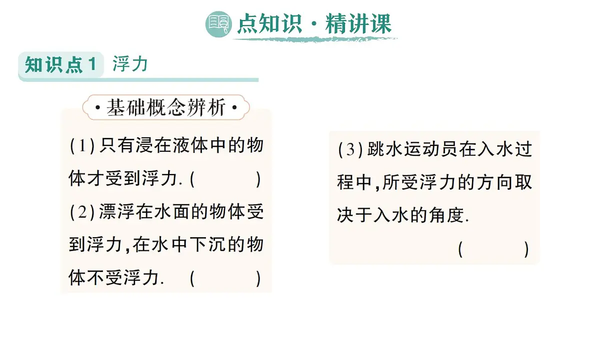 初中物理新人教版八年级下册第十章第一节 浮力作业课件2025春第2页