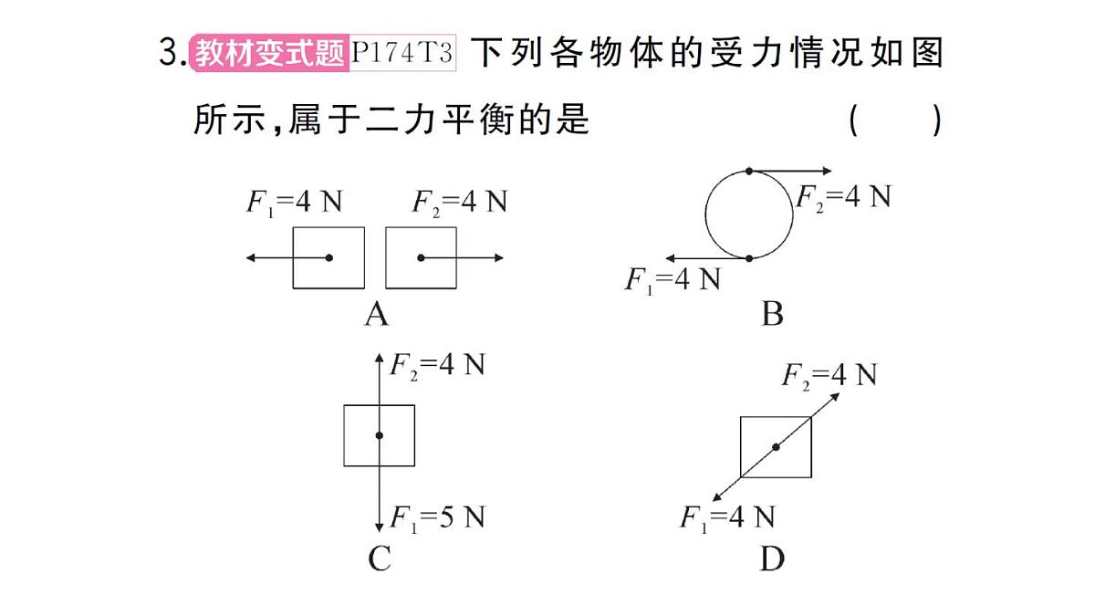 初中物理新沪科版八年级全册第七章第三节 二力平衡作业课件2025春第6页