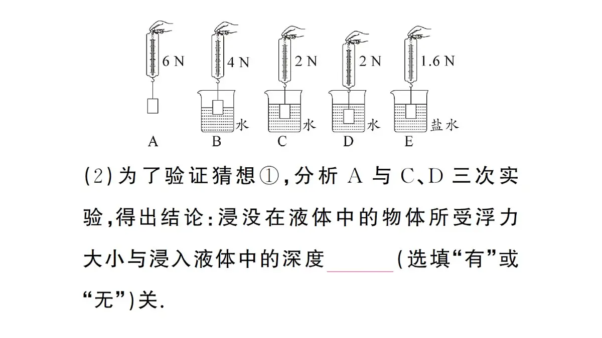 初中物理新沪科版八年级全册第九章第二节 探究:浮力大小与哪些因素有关作业课件2025春第4页