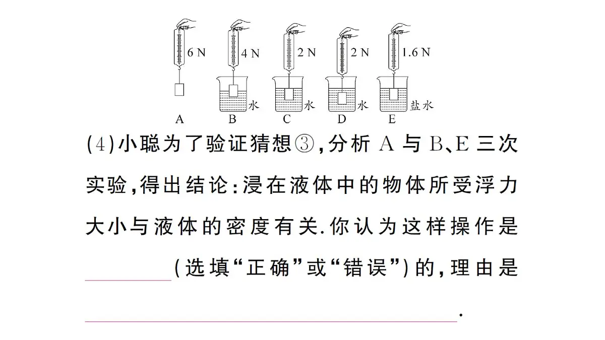 初中物理新沪科版八年级全册第九章第二节 探究:浮力大小与哪些因素有关作业课件2025春第6页