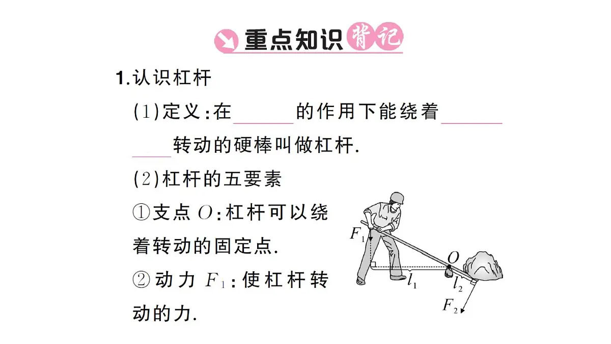 初中物理新沪科版八年级全册第十一章第一节第一课时 杠杆的平衡条件课堂作业课件2025春第2页