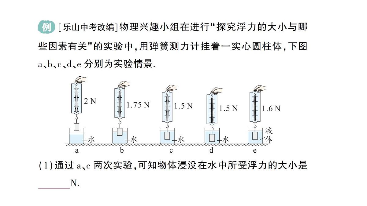 初中物理新沪科版八年级全册第九章第二节 探究:浮力大小与哪些因素有关作业课件(2025春)第3页
