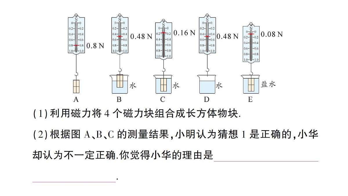 初中物理新沪科版八年级全册第九章第二节 探究:浮力大小与哪些因素有关作业课件(2025春)第8页