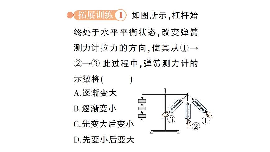 初中物理新沪科版八年级全册第十一章专题四 杠杆动态平衡的分析作业课件(2025春)第4页