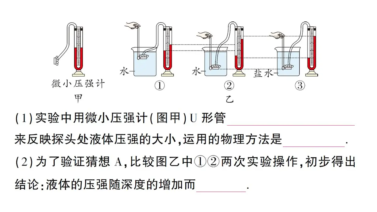 初中物理新教科版八年级下册第9章第2节 液体的压强作业课件2025春第3页