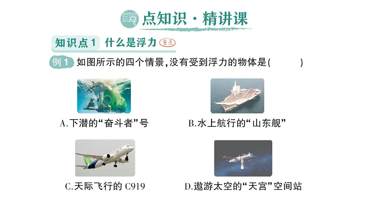 初中物理新教科版八年级下册第10章第2节 认识浮力作业课件2025春第2页