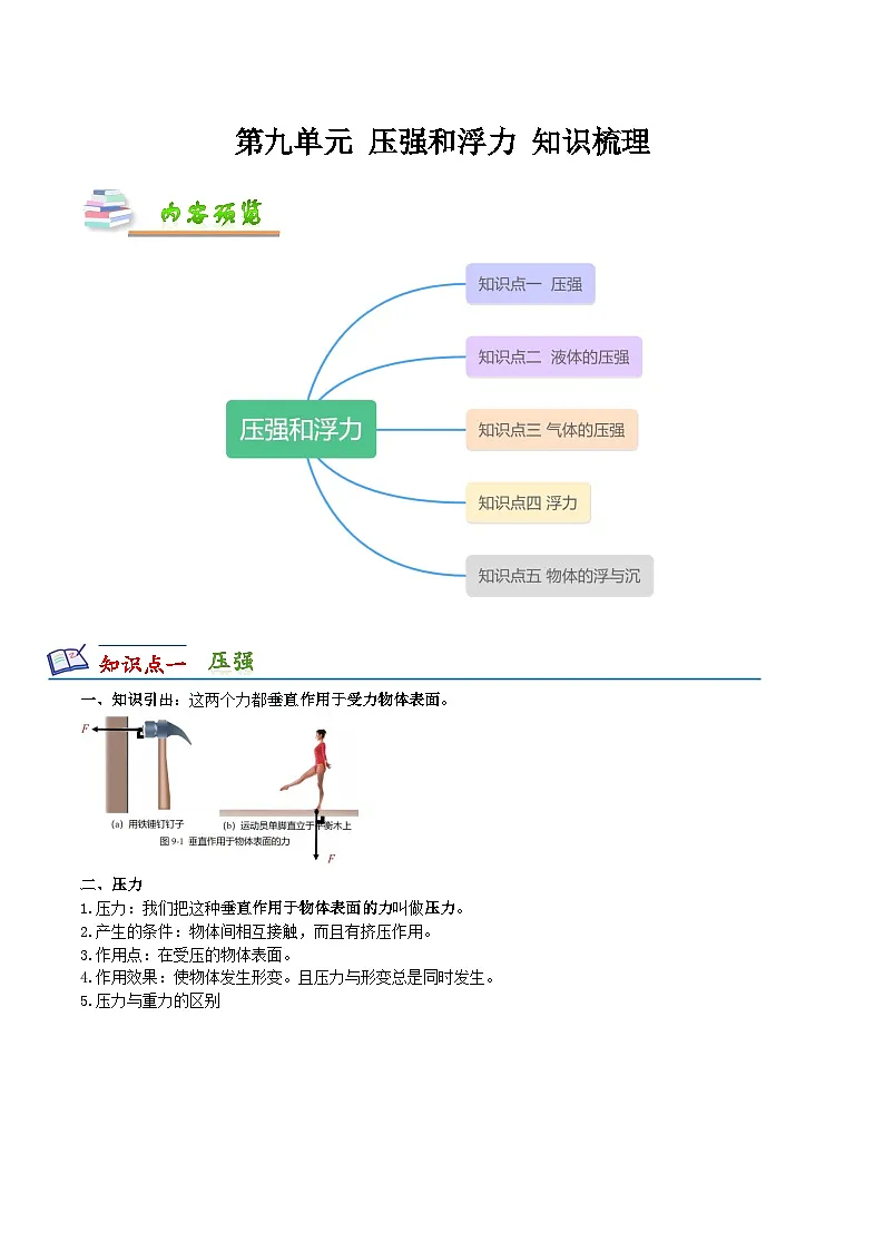 第九章 压强和浮力 知识点梳理第1页