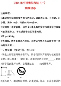 2025中考物理一模试卷（解析版）