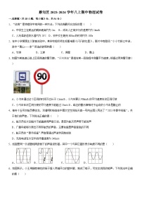 湖北省武汉市蔡甸区2023-2024学年上学期期中八年级物理试卷(word版含答案）