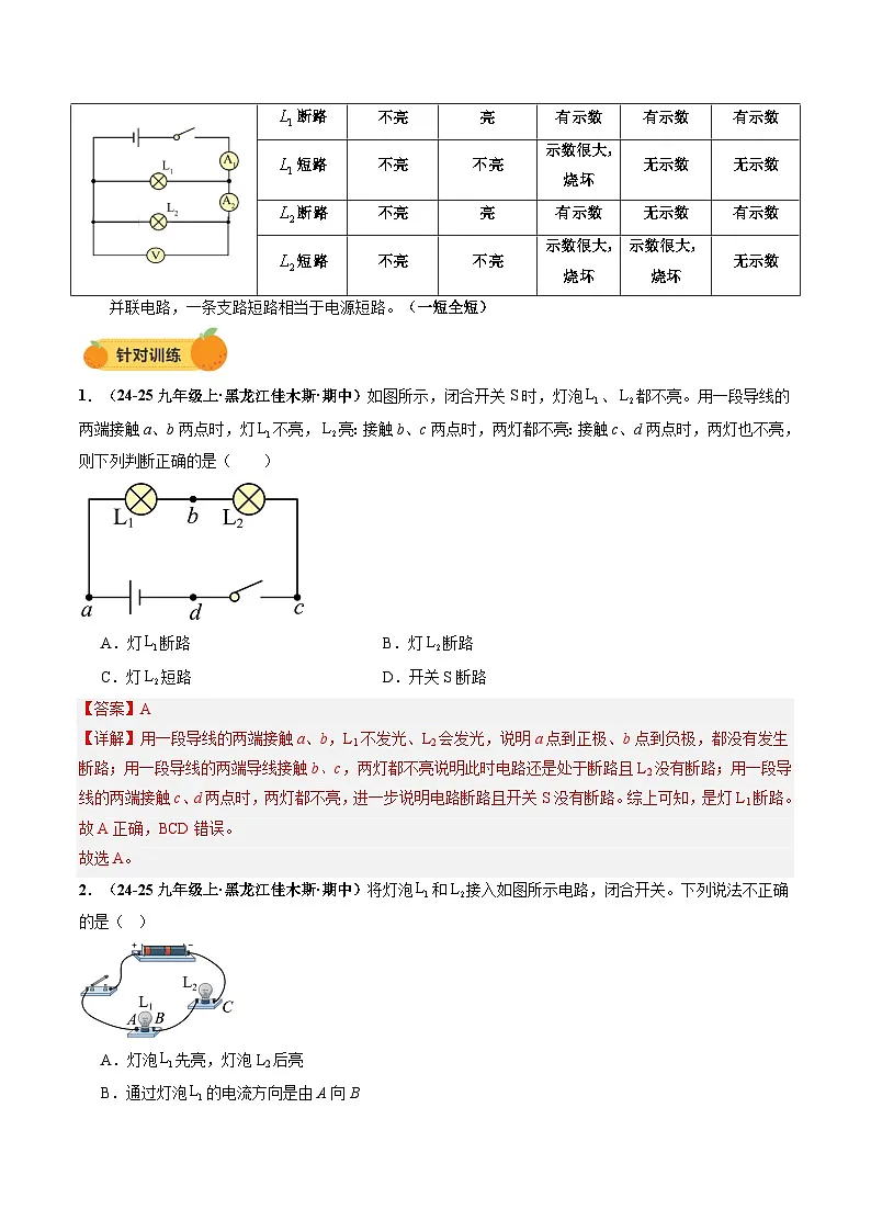 电学微专题2 电路故障分析(讲义)(解析版)第3页