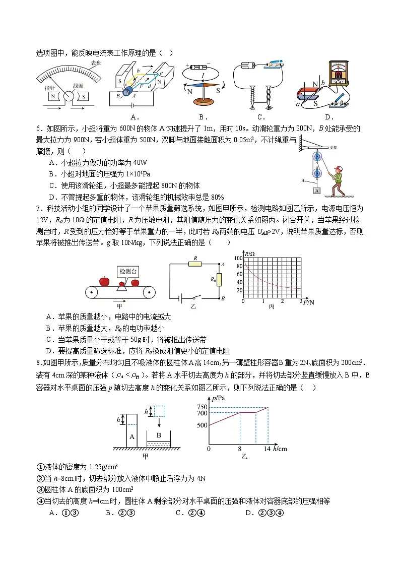 2025年中考第一次模拟考试卷:物理(重庆卷)(原卷版)第2页