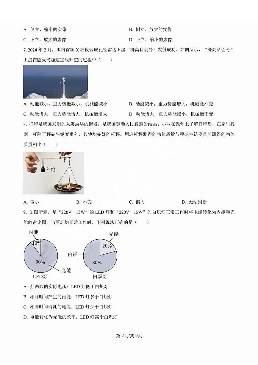 2024年山东省济南市中考物理试题+解析第2页