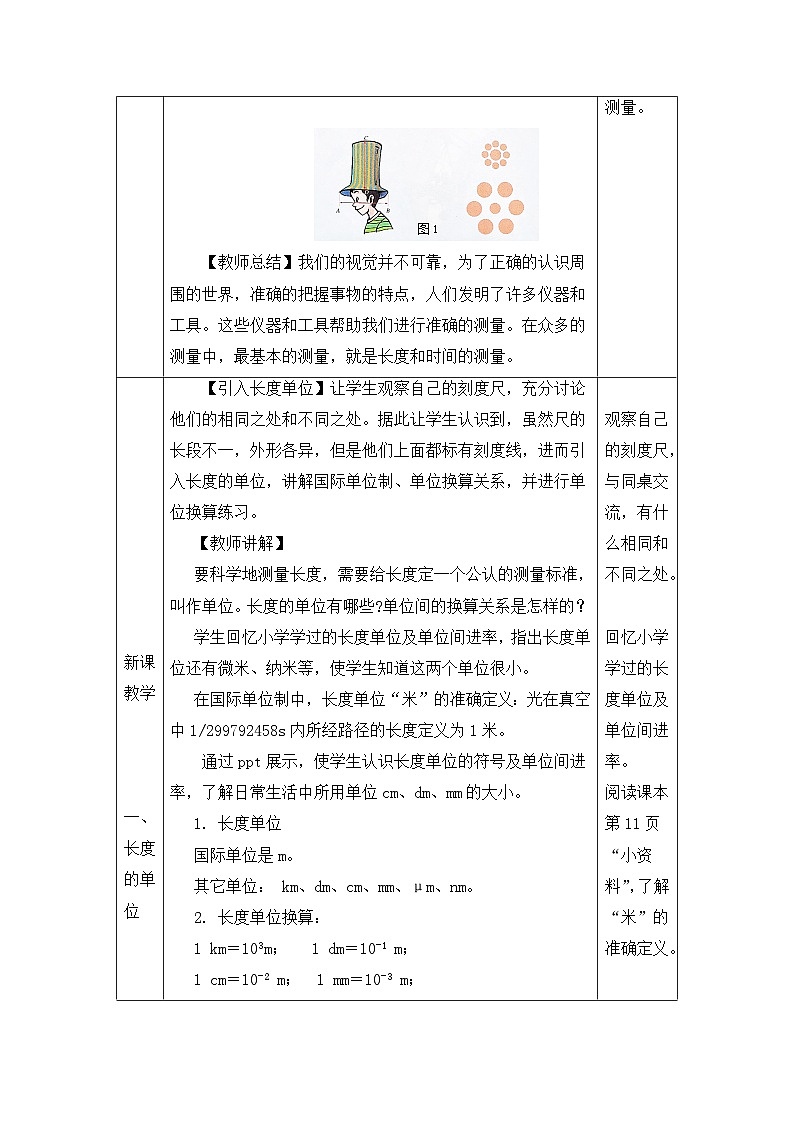 新人教版物理 八上 教案:1-1 长度和时间的测量(第1课时)第2页
