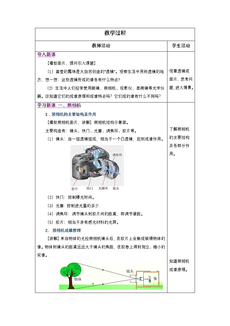 新人教版物理 八上教学设计:5-2 生活中的透镜第2页