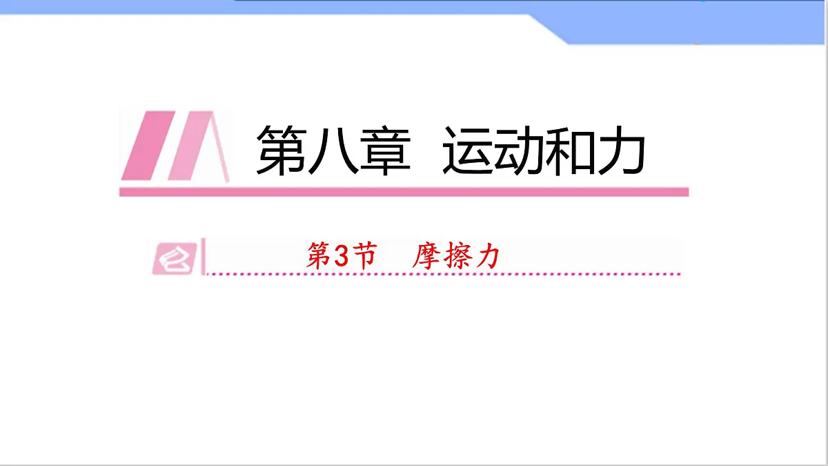 初中物理人教版(2024)八年级下册(2024)第八章第3节 摩擦力 课件第1页