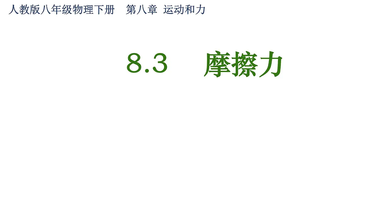 初中物理人教版(2024)八年级下册(2024)第八章第3节 摩擦力 课件第1页