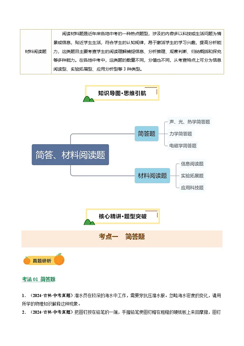2025届中考物理二轮复习 专题15 简答、材料阅读题(讲练)(原卷版)第2页