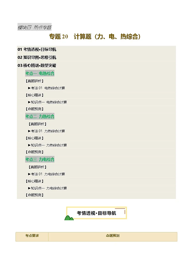2025届中考物理二轮复习 专题20 计算题(力、电、热综合)(讲练)(解析版)第1页