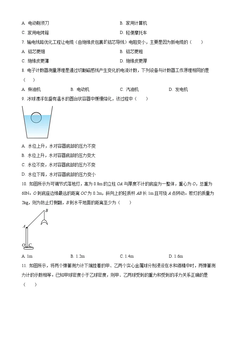 2025年新疆维吾尔自治区中考一模物理试题(原卷版+解析版)第2页