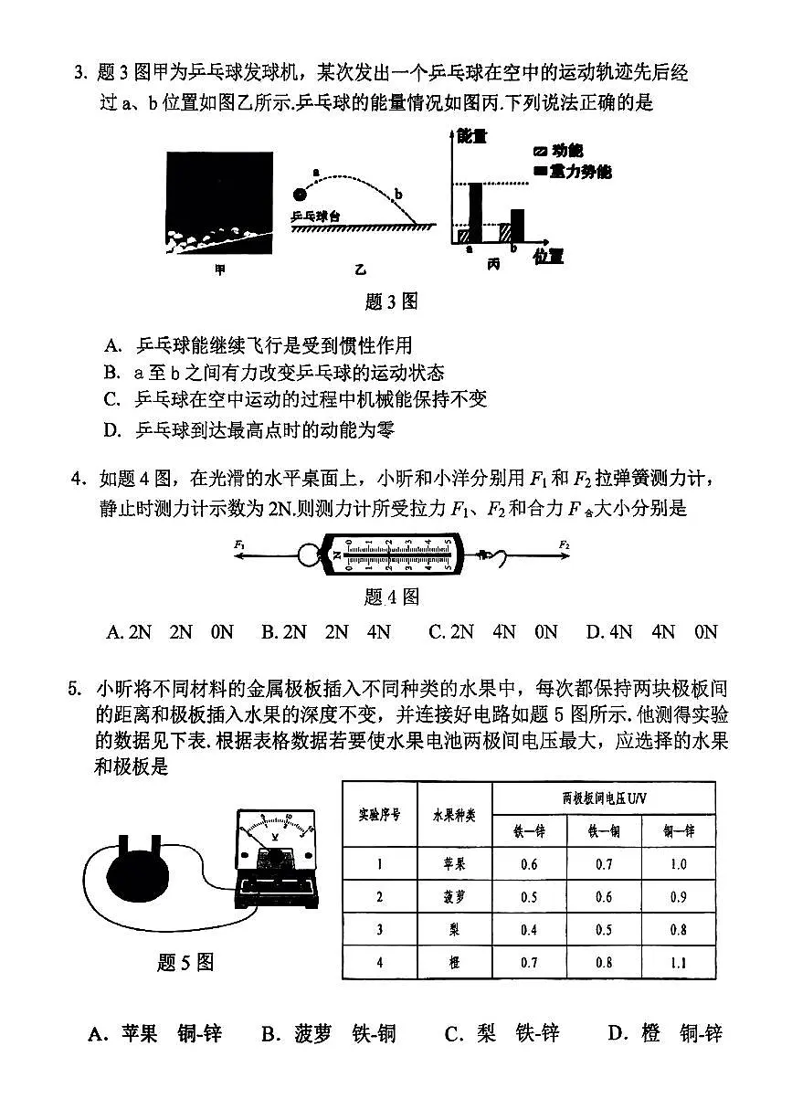 2025届广州市荔湾区初三一模物理试卷第2页