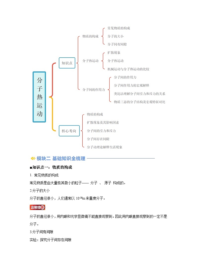 【暑假讲义】第01讲分子热运动-2025版新九年级物理暑假提升精品讲义(含答案)第2页
