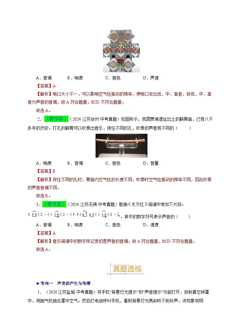 备战2025年中考物理真题分类(江苏专用)专题01声现象(解析版)第2页