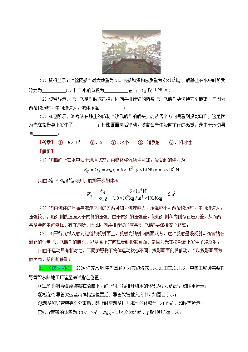 備戰(zhàn)2025年中考物理真題分類（江蘇專用）專題10浮力及其應(yīng)用（解析版）第2頁(yè)