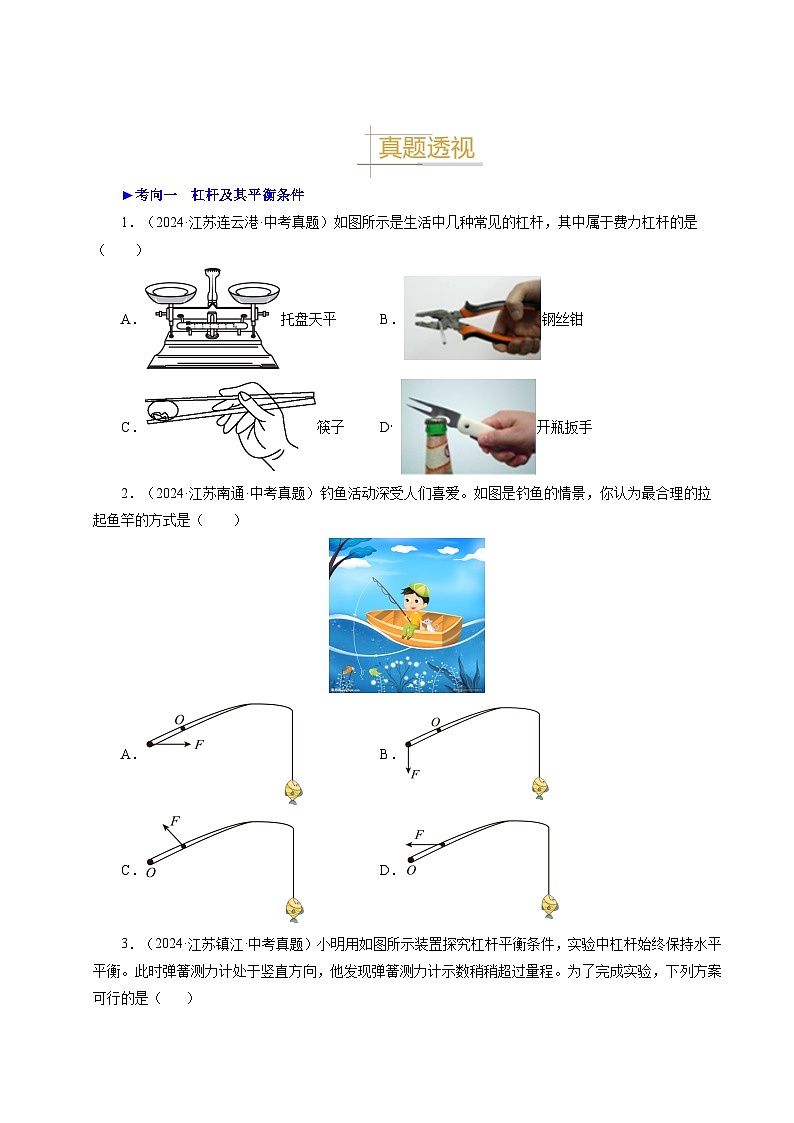 備戰(zhàn)2025年中考物理真題分類（江蘇專用）專題12簡(jiǎn)單機(jī)械和機(jī)械效率（原卷版）第3頁(yè)