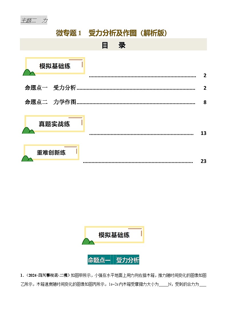 2025年中考物理力学微专题1 受力分析及作图(练习)(解析版)第1页
