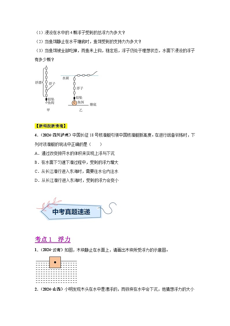 專(zhuān)題09 浮力及其應(yīng)用(第01期)(原卷版)第3頁(yè)