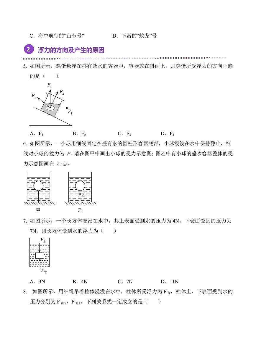 10.1 浮力(专项训练)(原卷版)2024-2025学年八年级下学期物理同步题型分组专项训练(人教版2024)第3页