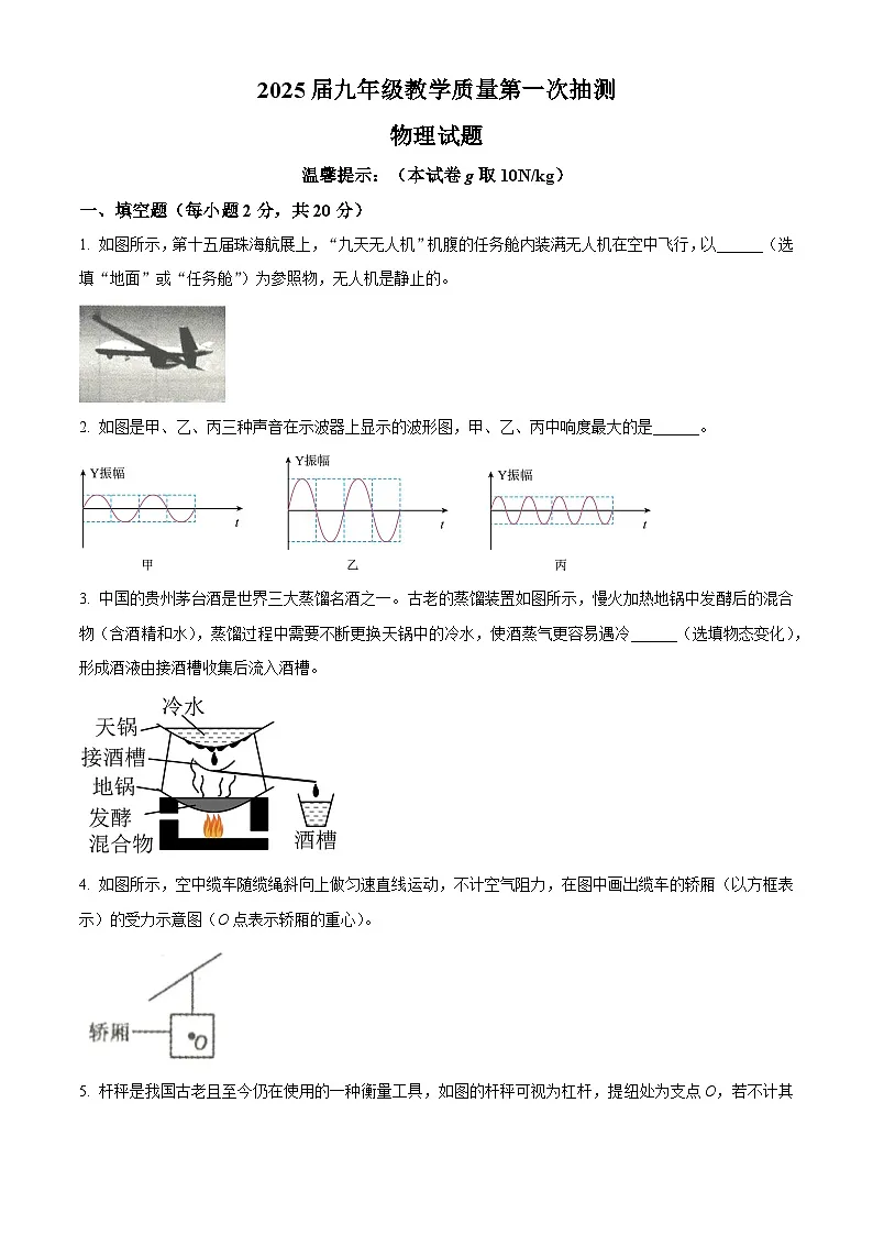 2025年安徽省合肥市庐江县中考一模物理试题 (中考模拟)第1页