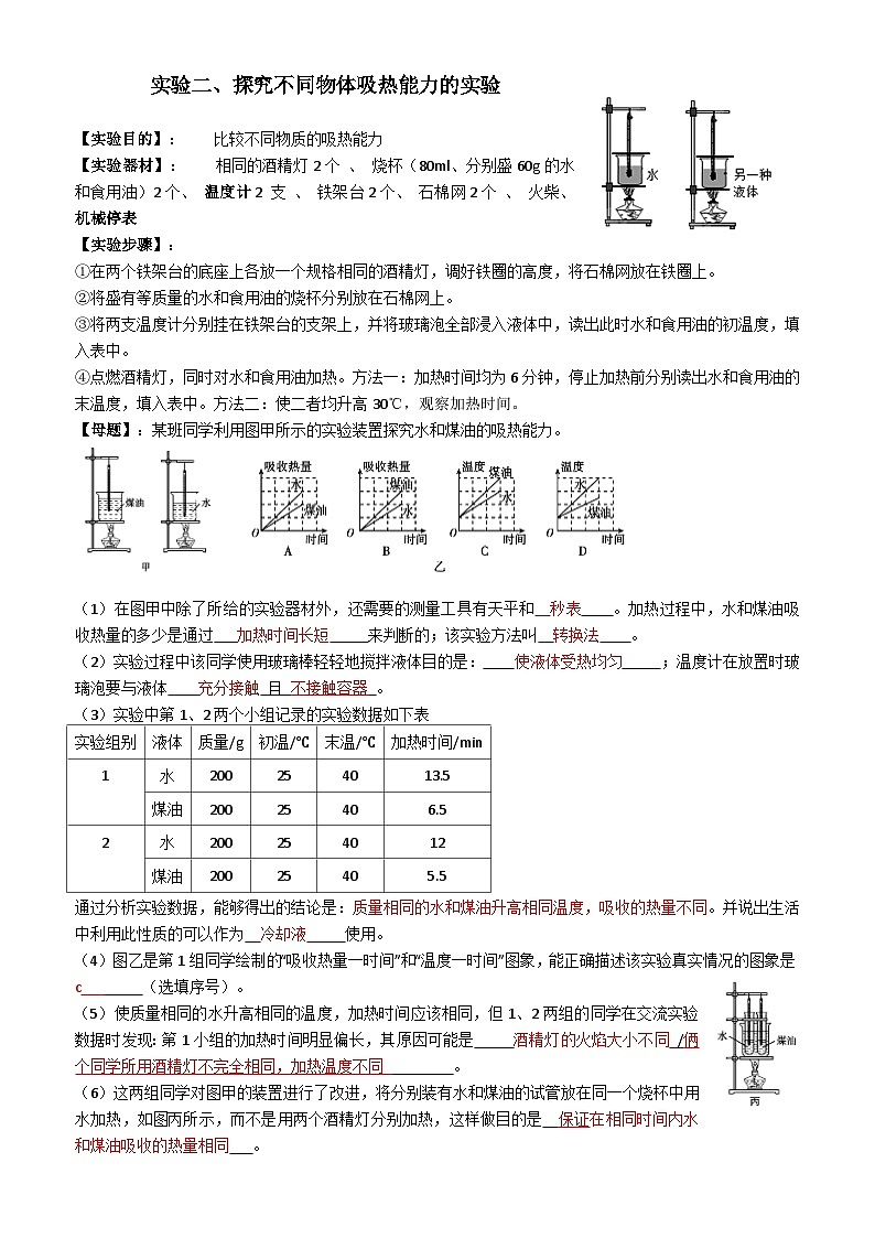 中考物理实验专题案例和考点汇总学案练习(含答案)第2页